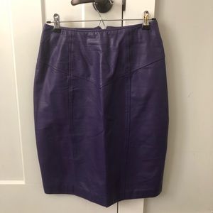 Vintage Genuine Leather Skirt Purple 12 Medium